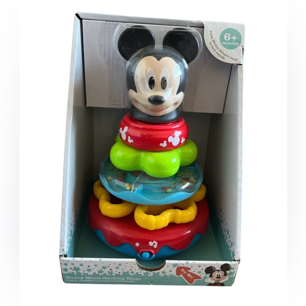 Disney Baby Mickey Mouse Toy Musical Colorful Stacking Rings